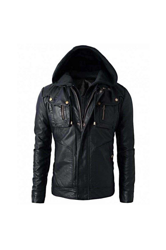 Atelier Howl Real Black Leather Jacket With Removable Hood