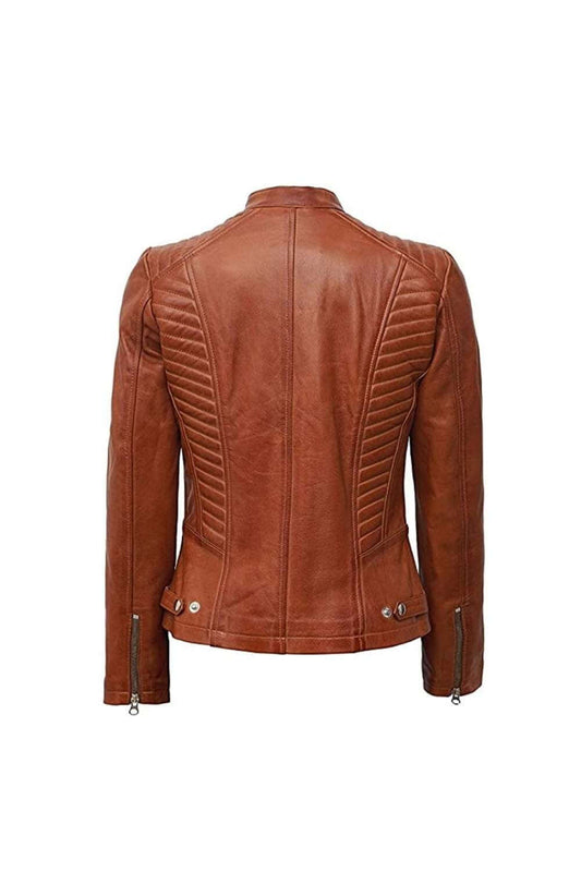 Atelier Howl Brown Quilted Biker Leather Jacket
