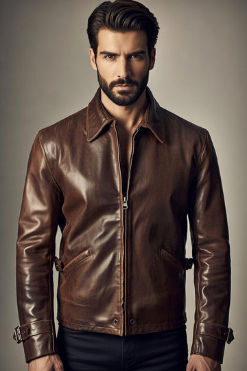 Atelier Howl Skyfall Brown Leather Jacket